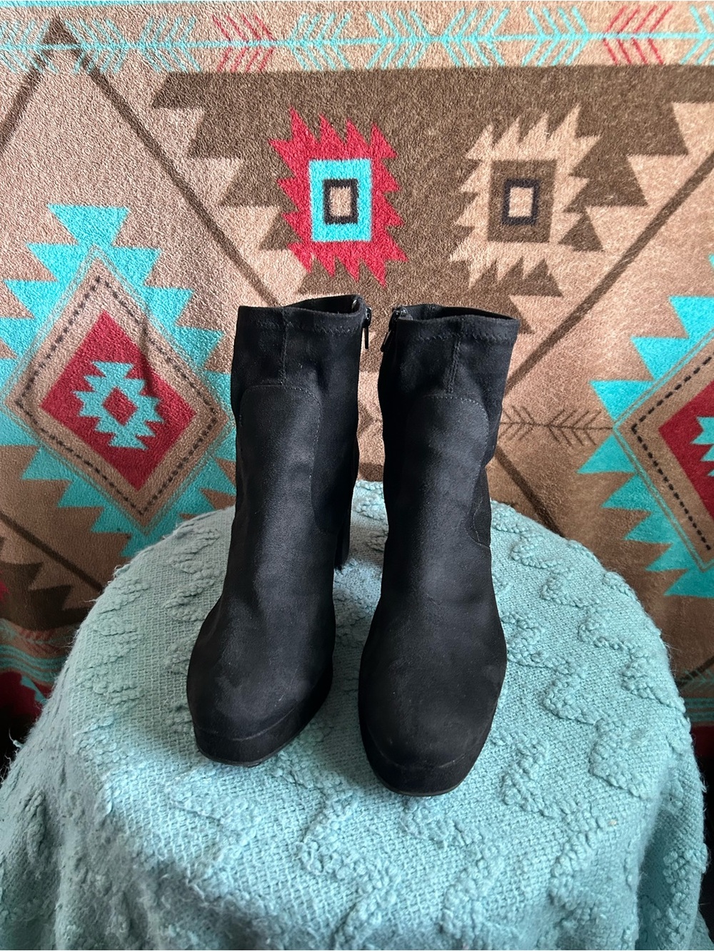 Target Black Suede Ankle Boots with Side Zipper
